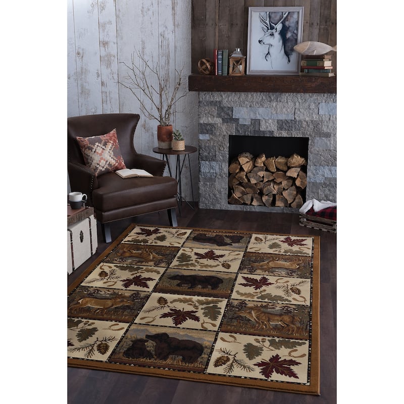 Natural Lodge Novelty Graphic Indoor Area Rug - 7'10'' x 10'3'' - Beige