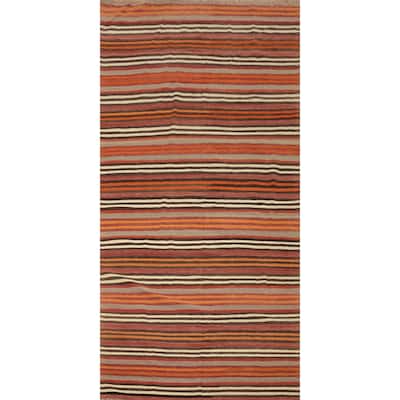 Hand Woven Oriental 100% Wool Carpet Southwestern Geometric Multi-Colored Kilim Area Rug - 10' 9'' X 4' 9''