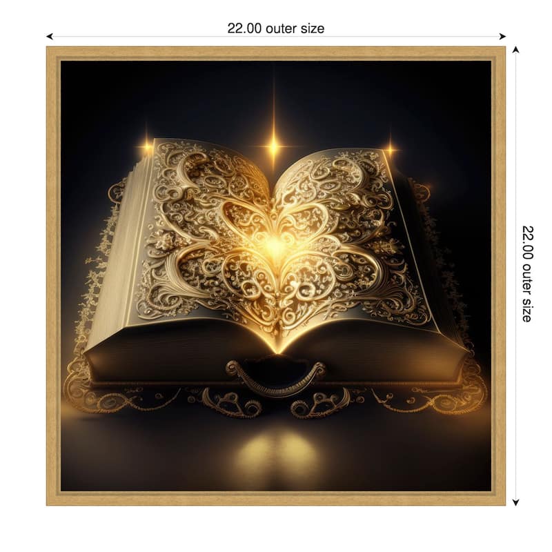 Divine Book of Love by Jake Fouracre Framed Canvas Wall Art Print - Sylvie Bright Gold - 22 x 22 in
