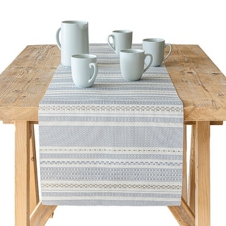 over&back Reversible Striped Table Runner - Waterproof - 90 inches - 18 x 90