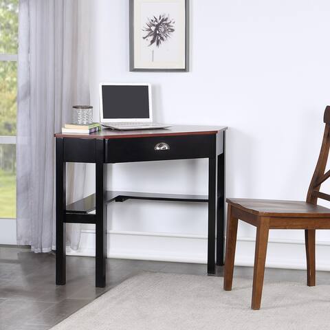 Corner Wooden PC Laptop Computer Desk with One Drawer Solid Wood Table with Storage