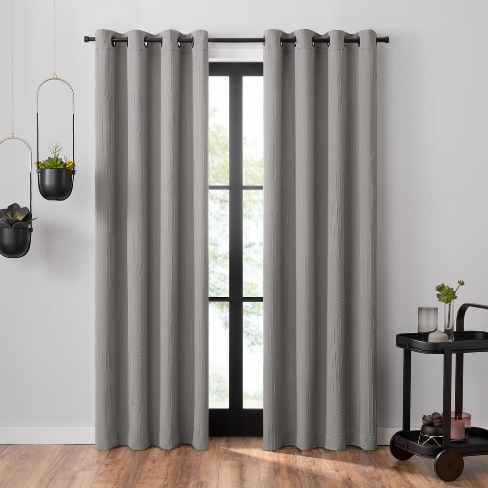 Umbra Ulysses Wave Geometric Light Filtering Grommet Curtain Panel