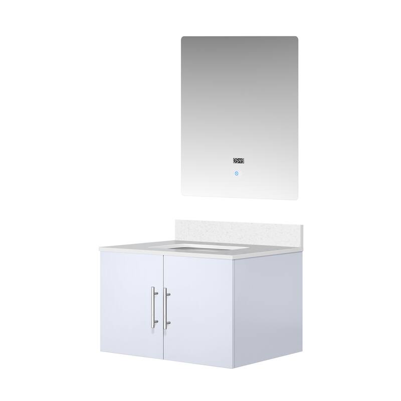 30" Marble Top Bathroom Vanity with Soft-Close Doors, 30" x 32" Mirror & Monte Chrome Faucet - Compact Design