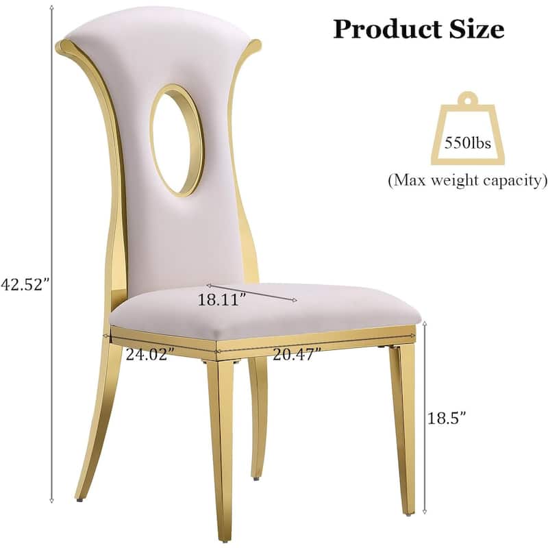 Luxury White Velvet Dining Chairs with Polished Gold Legs