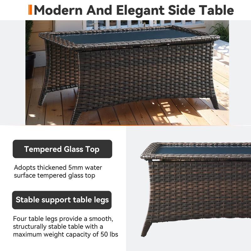 Outdoor Loveseat Sofa with Chair Ottoman Table