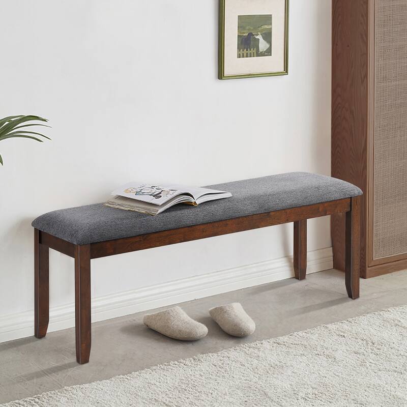 Costway Set of 2 Dining Bench Rubber Wood Upholstered Padded Bedroom - See details