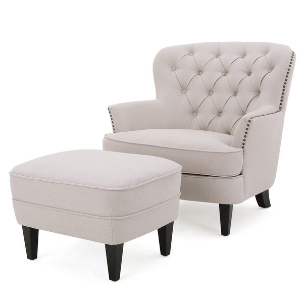 tafton tufted fabric club chair with ottoman by christopher knight home