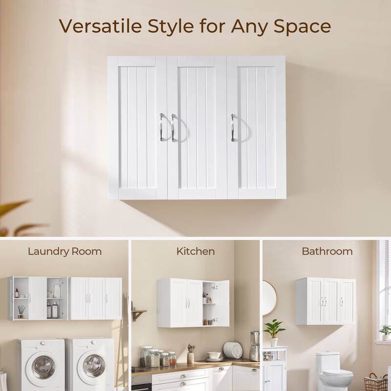 Yaheetech Wall-Mounted Cabinet Medicine Cabinet for Living Room, Laundry Room, White