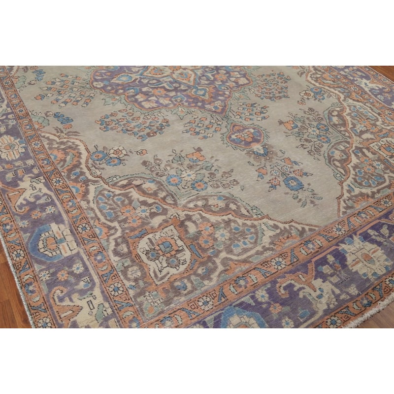 Tabriz Persian Vintage Area Rug Handmade Wool Carpet - 7'8"x 11'2"