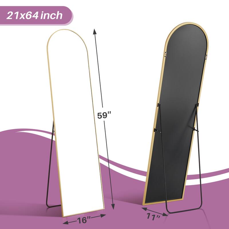 Full Length Mirror with Stand, Floor Mirror with Aluminum Alloy Frame for Bedroom, Standing Full Body Mirror for Wall, Cloakroom