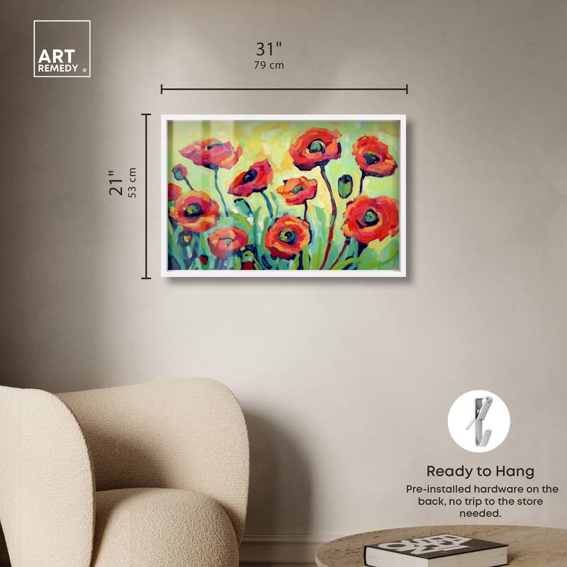 Red Poppy Field I Shadowbox by Art Remedy