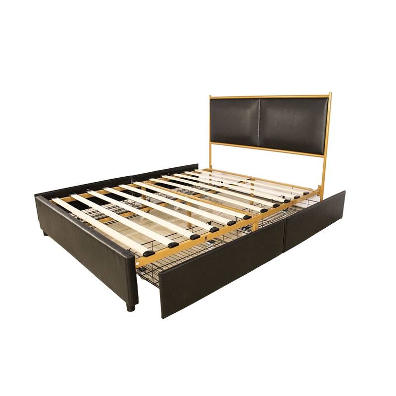 Classic Metal Platform bed with Four drawers