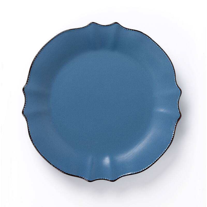 Lorren Home Trends 16 Piece Scalloped Edge Yale Blue Dinnerware