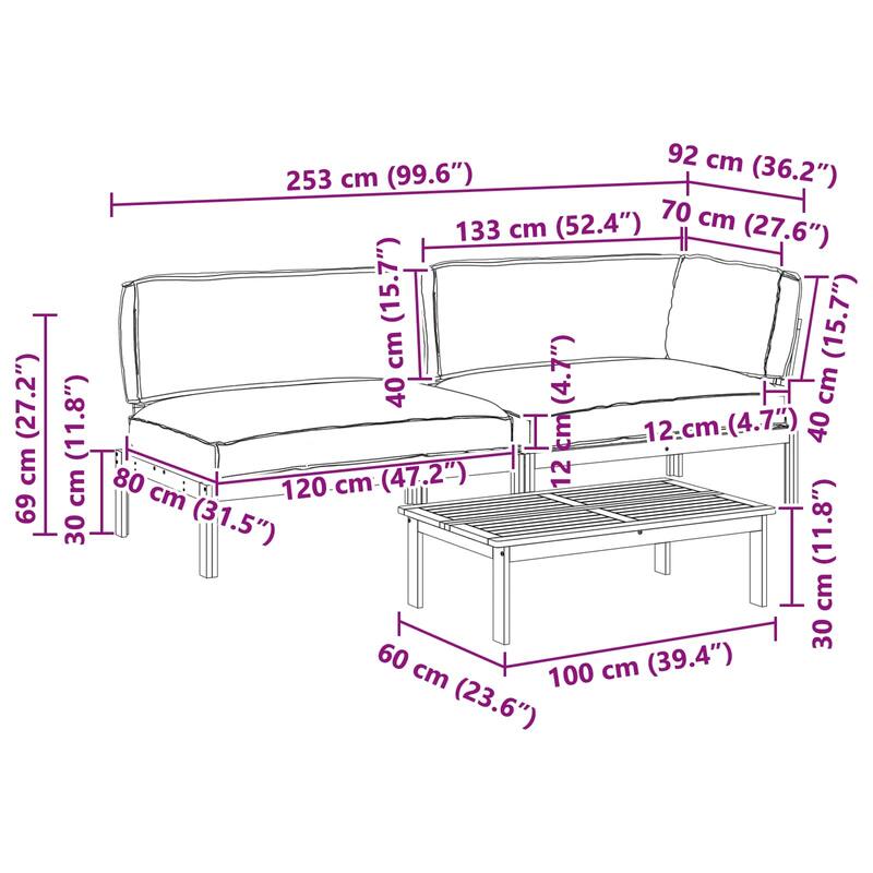 vidaXL Sofa Set in Solid Acacia Wood