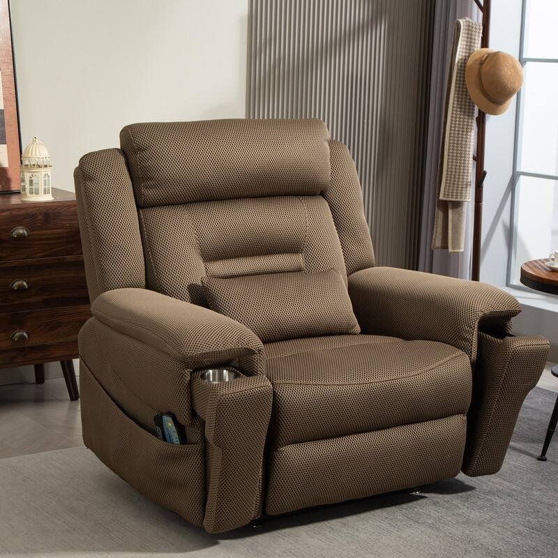 50-In Oversized Dual Motors Power Lift Recliner,Extra Wide Seat Lift Recliner with Heat/Massage,Wireless Charging - Brown