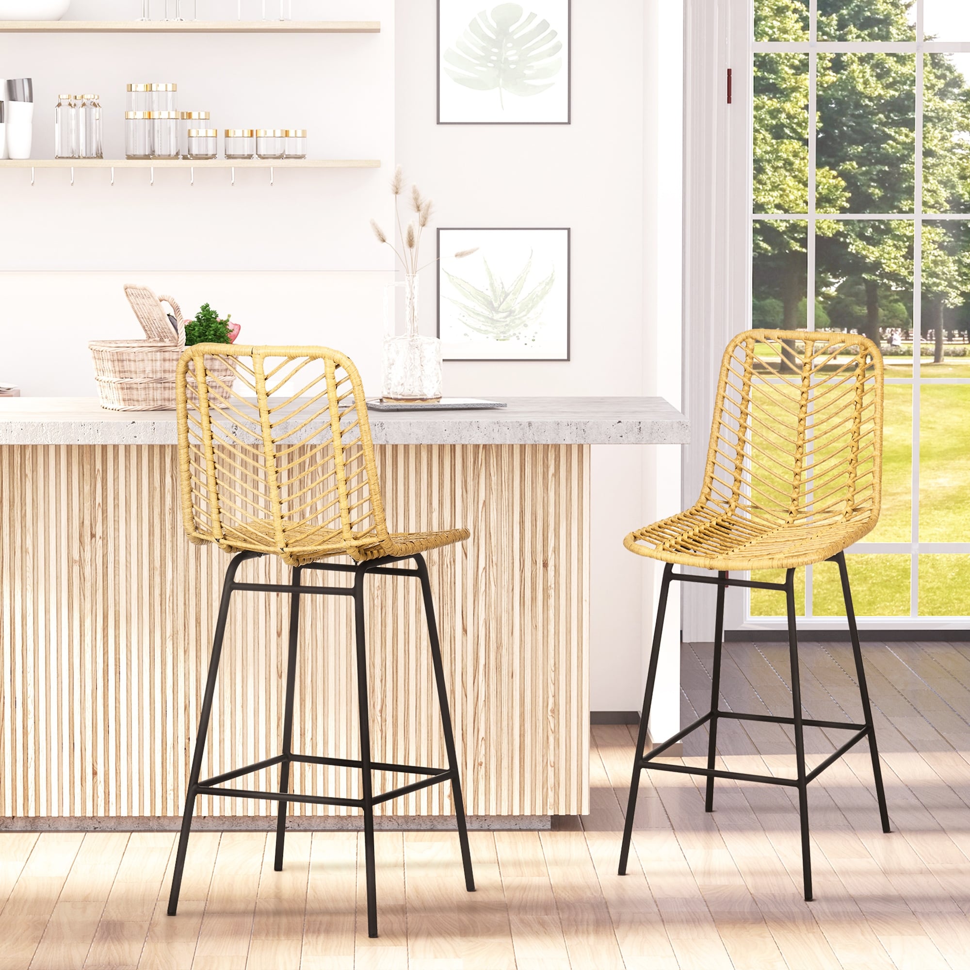 Wicker high stools sale