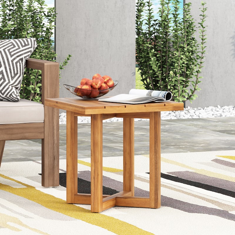 Hamel Outdoor Acacia Wood Square Side Table by Christopher Knight Home - Teak