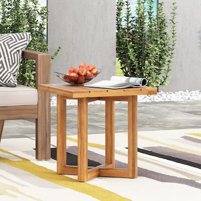 Hamel Outdoor Acacia Wood Square Side Table by Christopher Knight Home