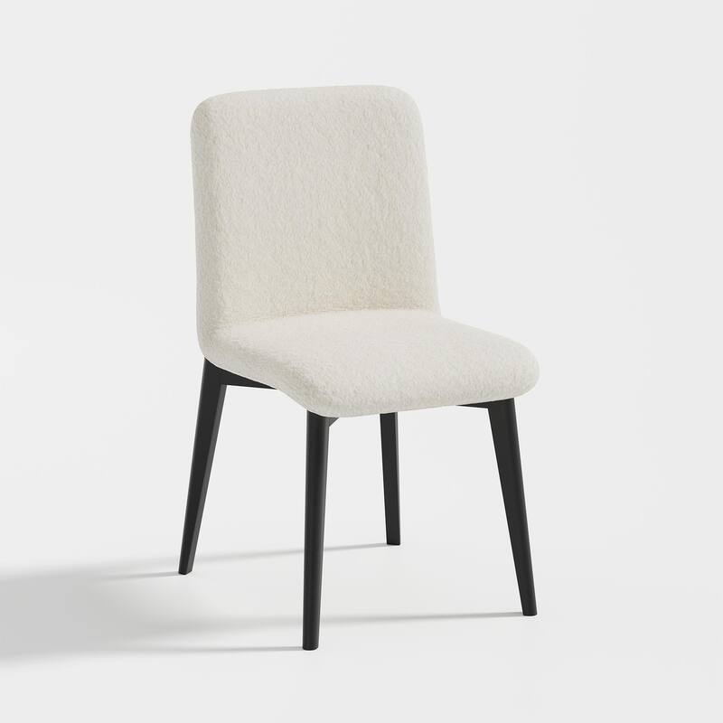 2Pcs Upholstered Dining Chairs Modern Fabric Kitchen Chairs with Padded Seat & Sturdy Wood Legs Side Chairs