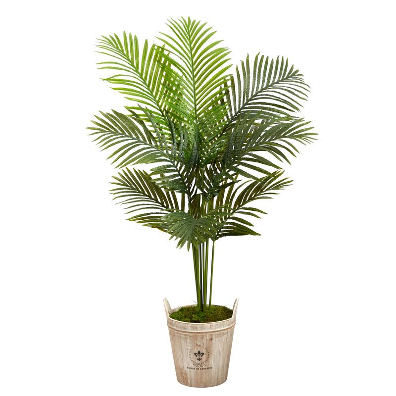 Artificial Palm Tree with Planter - 5ft Tropical Indoor Outdoor Decor - Green - 51-60 Inches