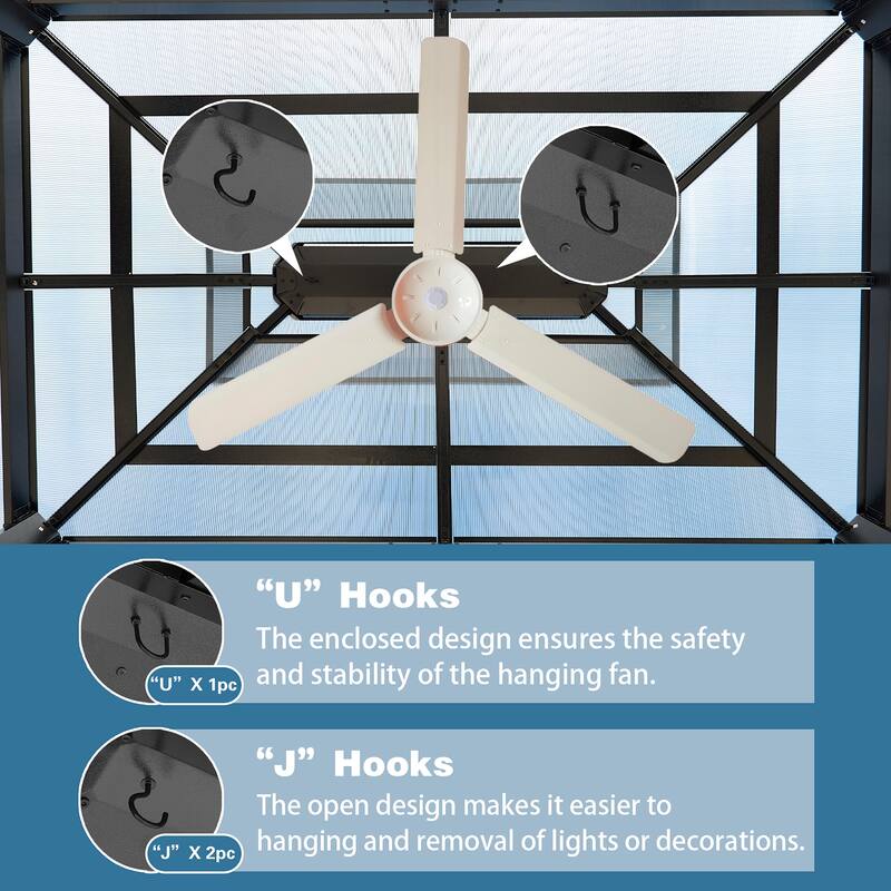 8 x 5FT Hardtop BBQ Gazebo with UV-Resistant Roof & Storage Hooks for Outdoor Use