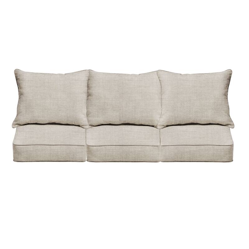 Sorra Home Sunbrella Outdoor Deep Seating Sofa Pillow and Cushion Set - 23 in W x 25 in D x 5 in H - Cast Silver