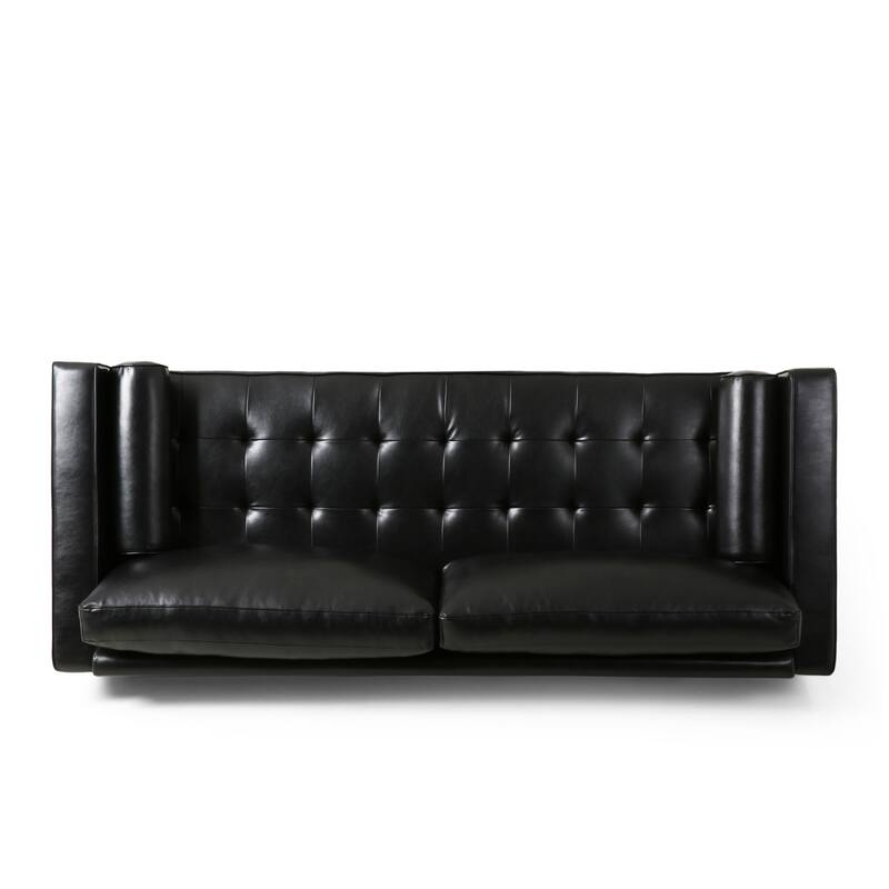 3-Seat Sofa with PU Leather, Wood Legs - Modern Home