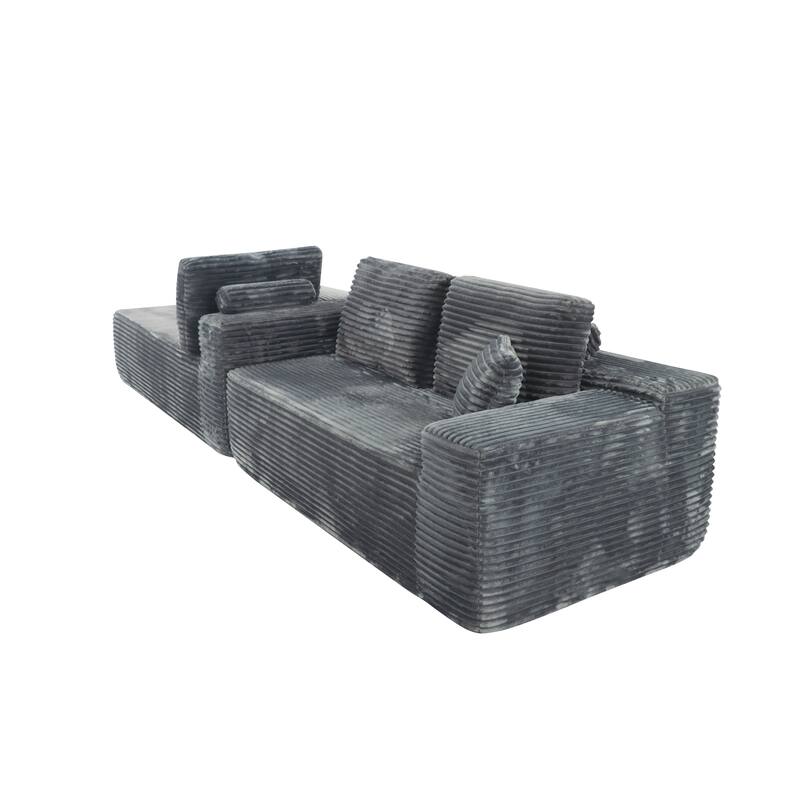 105" Corduroy Sectional Sofa with Chaise, Modern L-Shaped Modular Couch with Deep Seats, Plush Upholstered Living Room Sofa