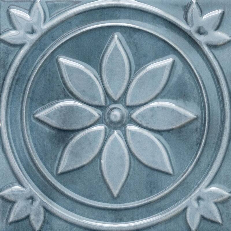 Coat of Arms 5.9x5.9 Azul Glossy Textured Polished Ceramic Wall Tile