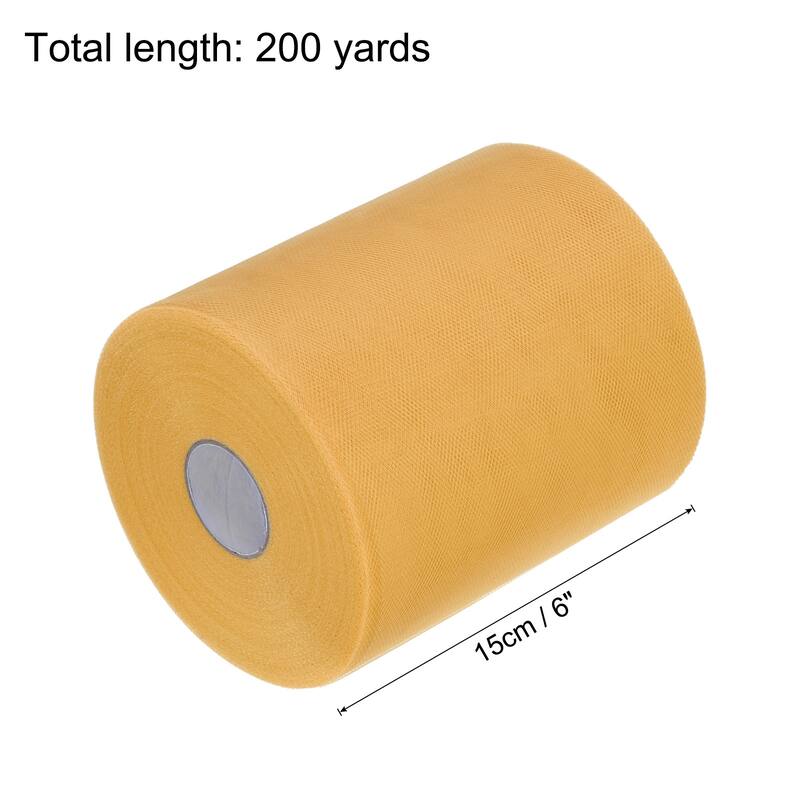 Tulle Rolls Fabric Spools 6" for Decoration Wrapping Wedding DIY Craft - Gold - 200 Yard