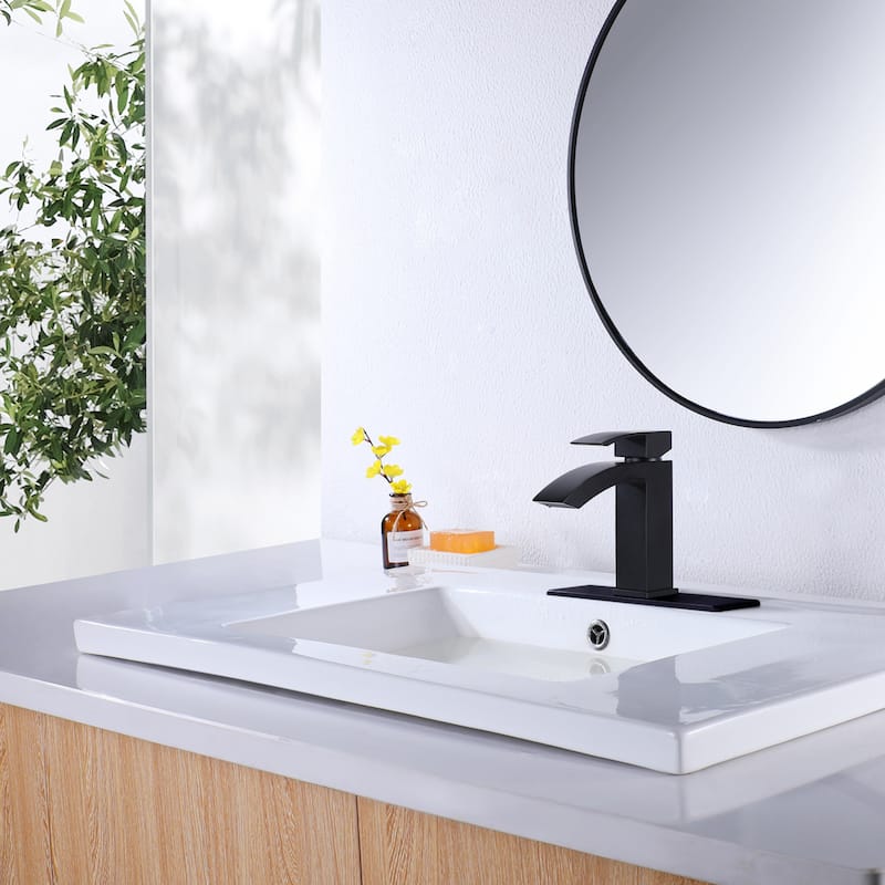 Modland Single Handle Waterfall Bathroom Sink Faucet with Deck Plate
