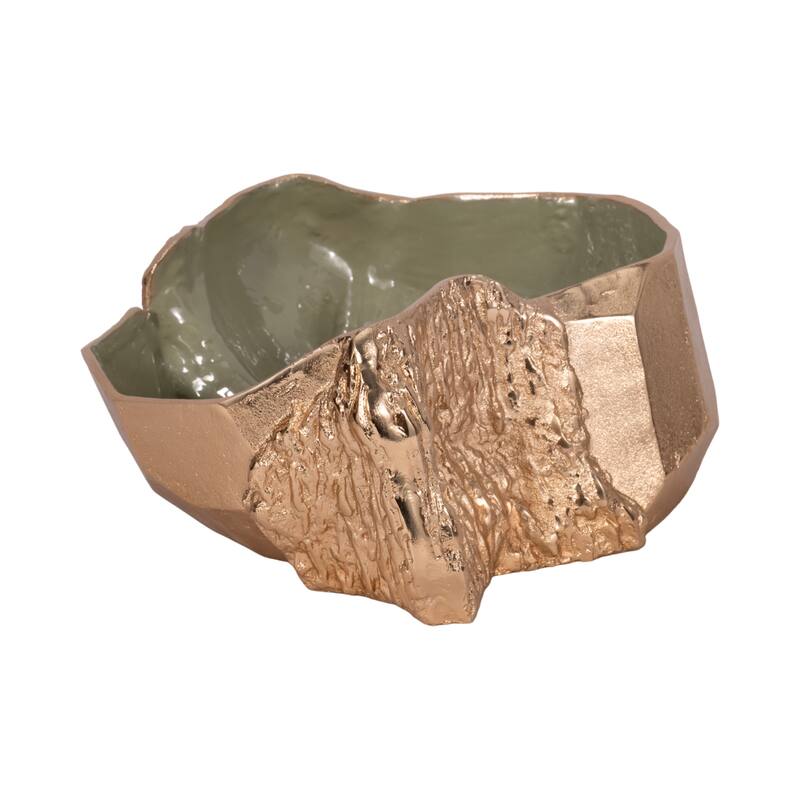 Modern Abstract Metal Decorative Bowl for Home Decor - 15", Gold