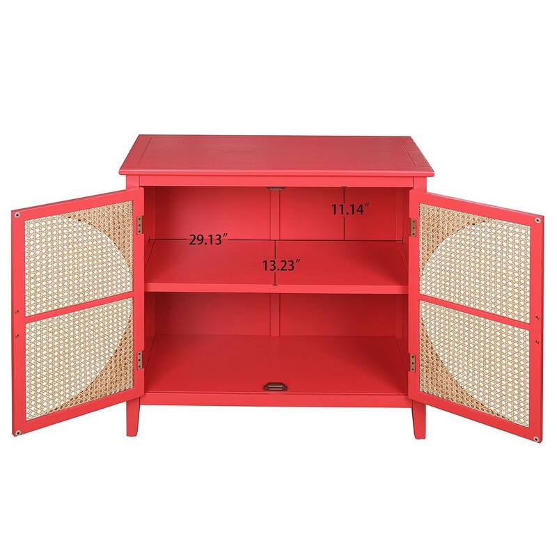 Woven Rattan Wicker Doors Accent Cabinet Sideboard