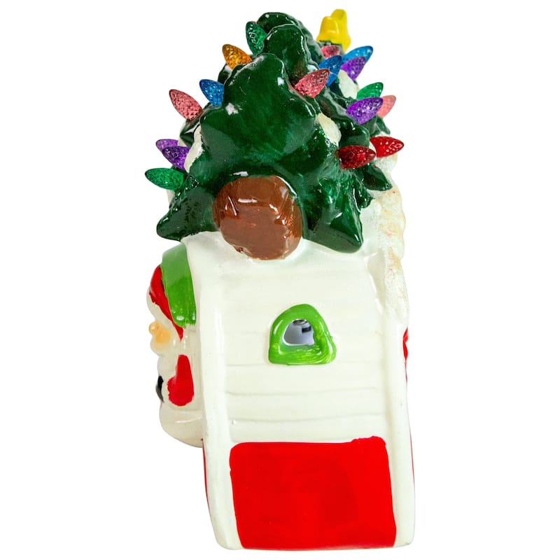 7.75" LED Lighted Santa and Snowman Camper Christmas Decoration