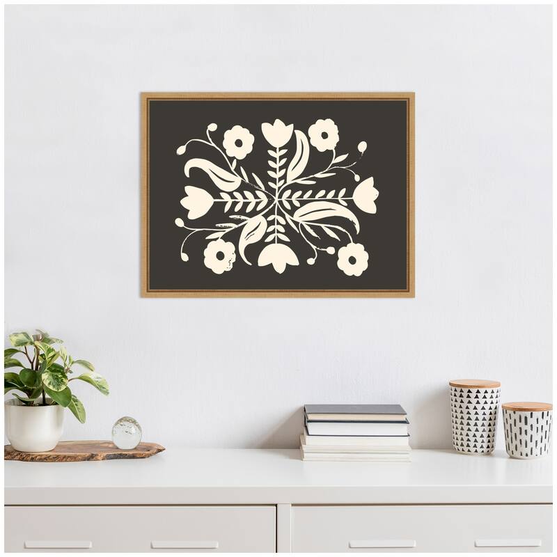 Kate and Laurel Aurelia Black Cream 012 by Vicky Yorke Framed Canvas Wall Art Print