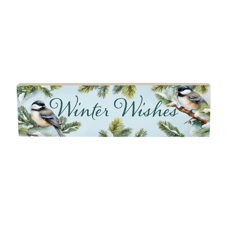 Holiday Mantel Sign - "Winter Wishes" - 18" x 5" - Multicolor
