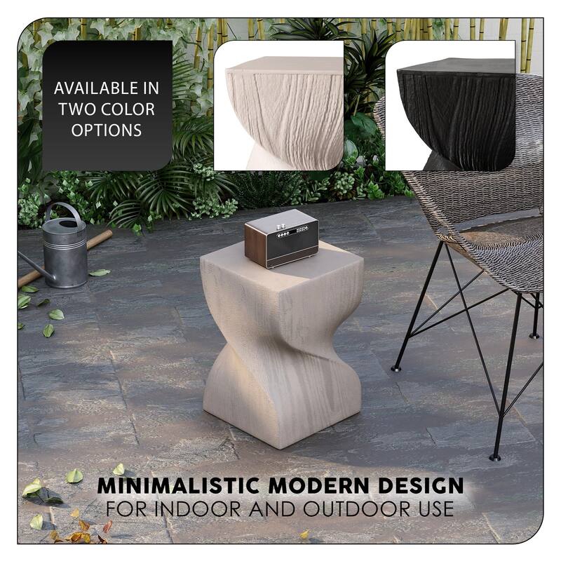 Onyx Square Side Table in Fiberstone Modern Accent Side Table for Indoor and Outdoor