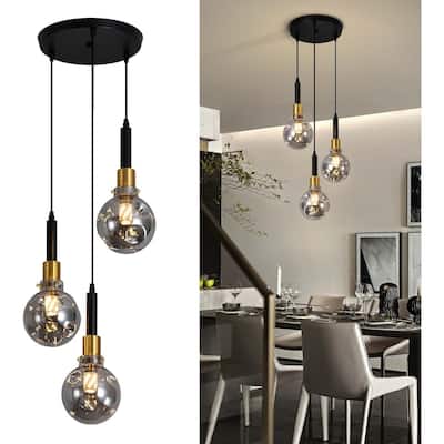 3-light pendant light black and gold kitchen light glass, acrylic hanging light