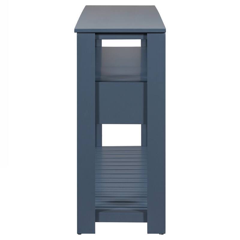 Entryway Table with 4 Drawers,Painted Console Table with 3-Tier Open Shelves and Metal Handles,Versatile Hallway Sofa Table