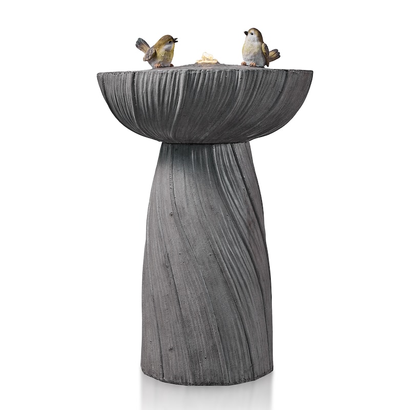 Vbal 28.35" Two Birds LED Birdbath Outdoor Fountain with Elegant Design for Patio & Garden Décor