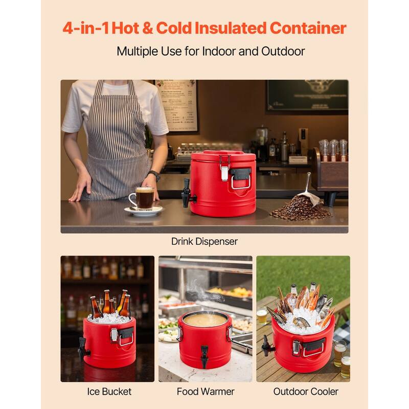 8L Hot and Cold Drink Dispenser with Leak-Proof Spigot Thermal Beverage Server for Catering - 11.61 x 11.61 x 10.83 inch