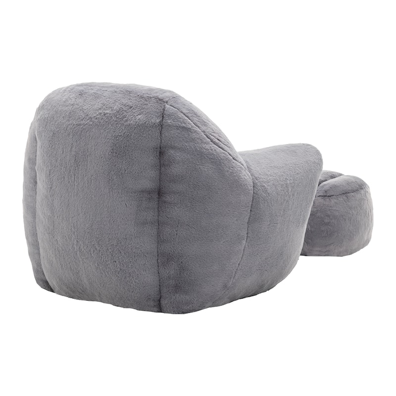 Comfy Bean Bag Sofa With Back Support, With Footstool,Faux Fur Bean Bag Chair For Adults And Kids