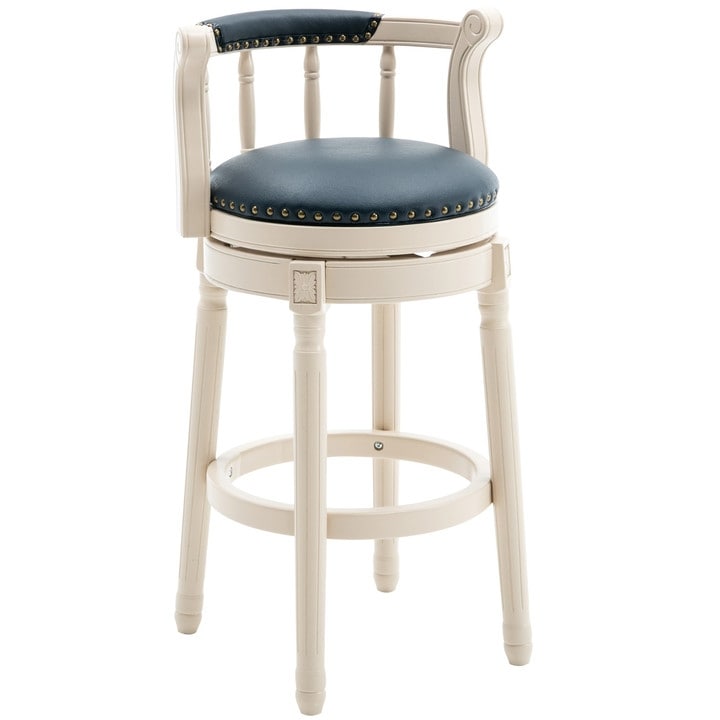 Bar Stools Counter Height Barstools Leather Upholstered Chairs Wooden Dining Chairs with Curved Back Bar Chairs