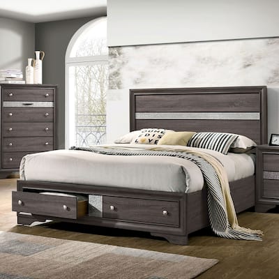 Contemporary Color Panel Headboard 1pc Bed W Drawers Beautiful Bedroom Furniture