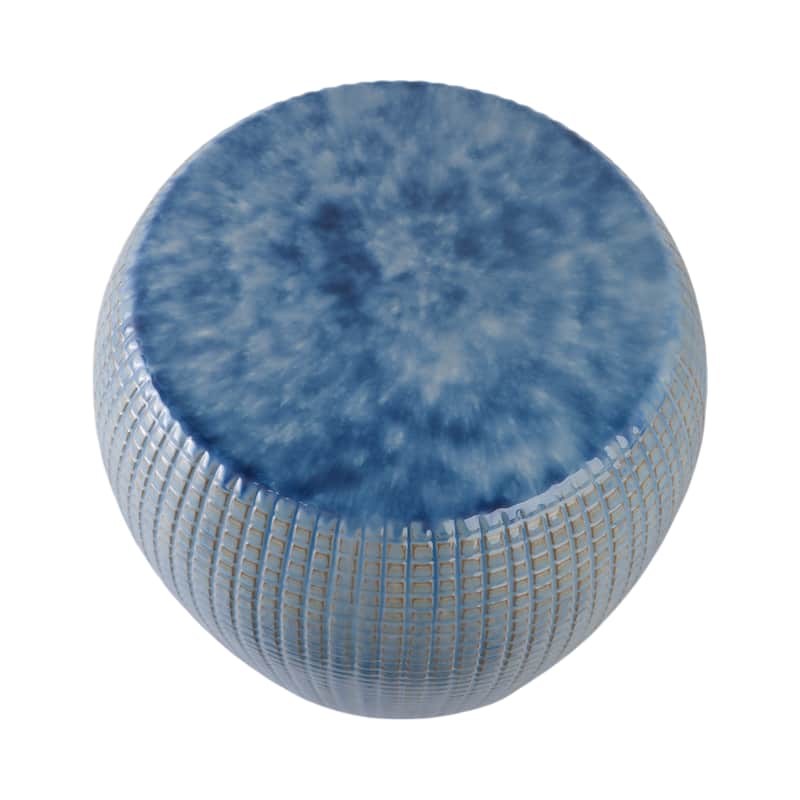 Ceramic Garden Stool Indoor or Outdoor Textured Design - 18" Blue
