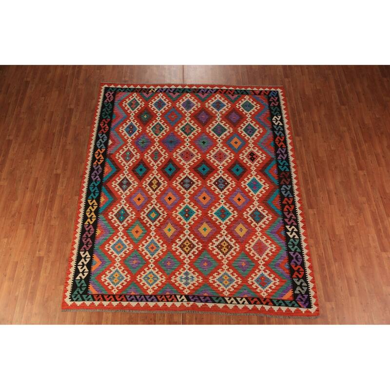 Kilim Oriental Area Rug Handmade Wool Carpet - 8'1"x 9'9"