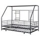 preview thumbnail 12 of 78, Metal House Bed with Trundle, Twin/Full Size Daybed Playhouse Bed with Bulit-in Storage Shelves and Metal Grid for Kids Teens