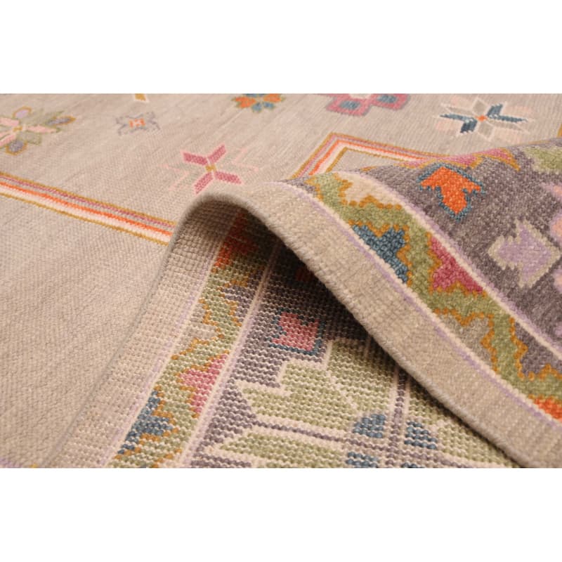 ECARPETGALLERY Hand-knotted Modern Oushak Light Grey Wool Rug - 8'10 x 11'9