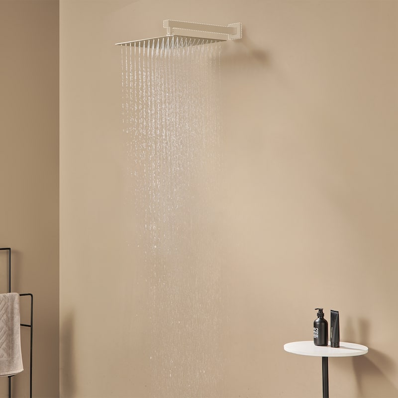 1-Spray Pattern with 2.5 GPM Square Ceiling Mount Rain Fixed Shower Head