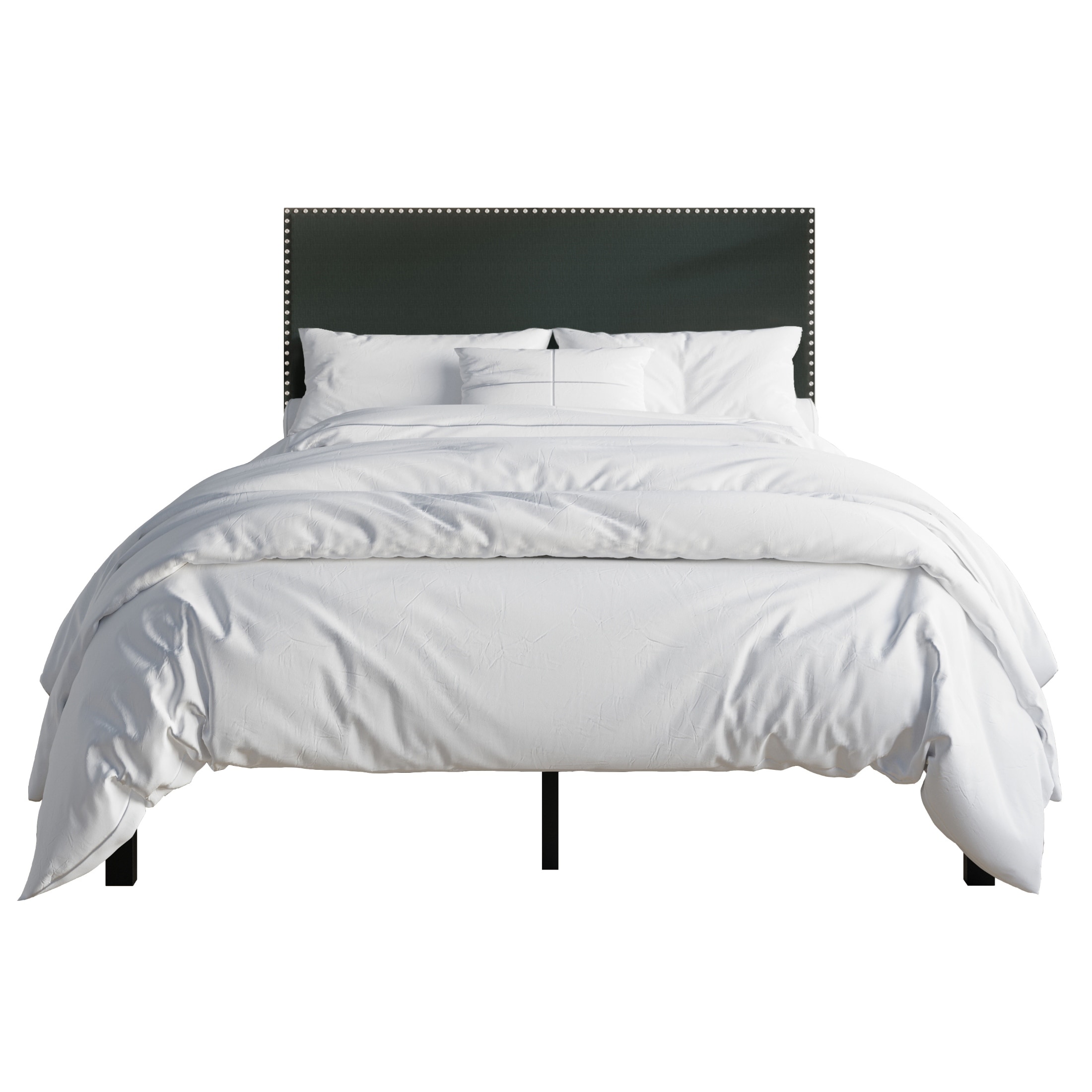 CraftPorch Modern Linen Silver Finish Nailhead Upholstered Bed